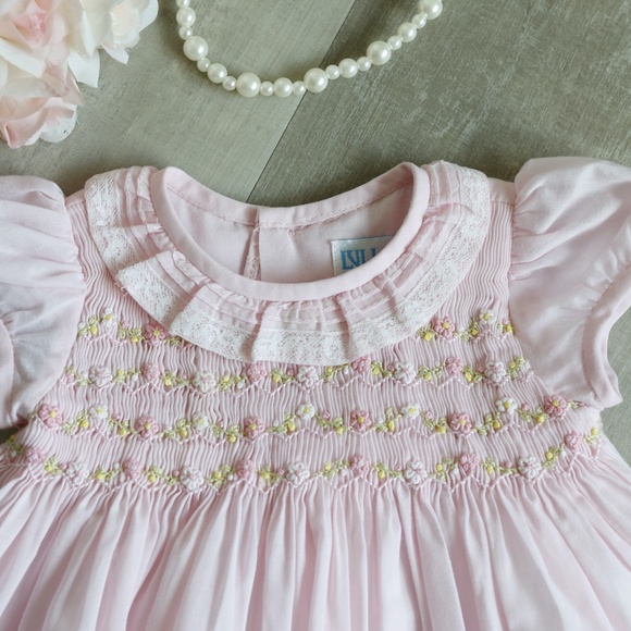 LuLu BeBe Girls Pink & Orange Pumpkins Print Dress - Smocked Ruffle Collar main image 0